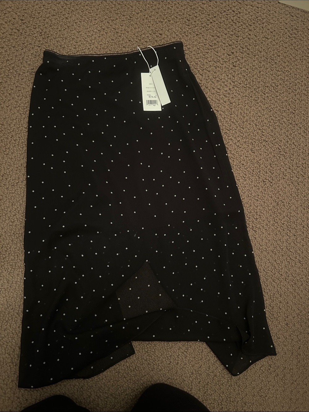 Vince Black Midi Skirt with White Dot Pattern